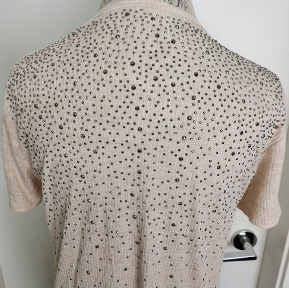 Rhinestone Short Sleeve Duster Cardigan - Picture 9 of 12